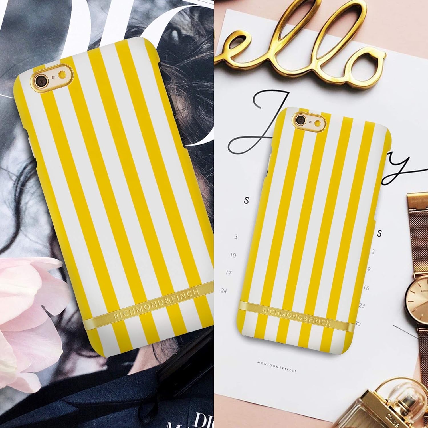 Riviera Stripes Collection Cover Case for Apple Iphone 6S/6 - Yellow/White