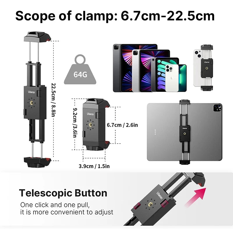 ST-29 Universal Tablet Tripod Mount Stand Phone Holder W Cold Shoe for Iphone Ipad Air Pro Horizontal Vertical Shooting